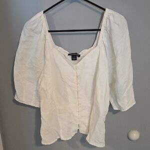 H&M Cream Button-Up Blouse